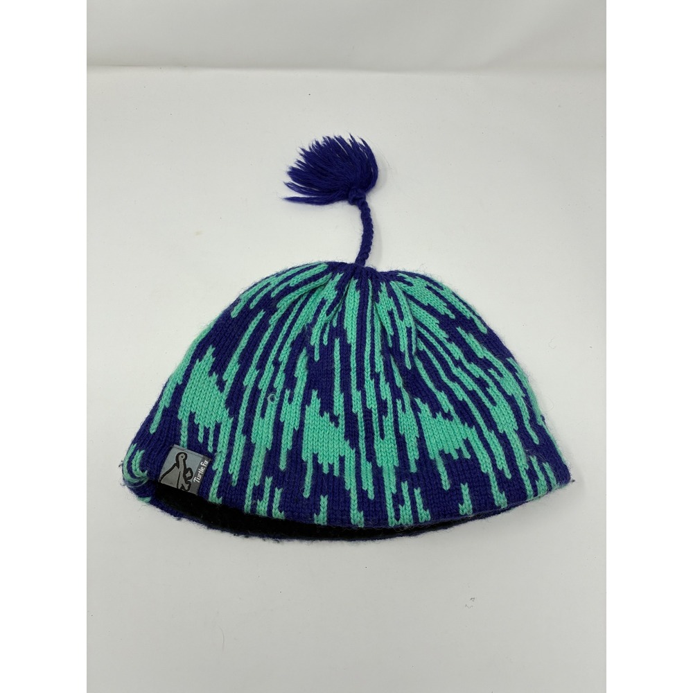 Turtle Fur Wool Beanie Hat Purple Teal Abstract Fleece Lined‎ Tassel Adult 2010